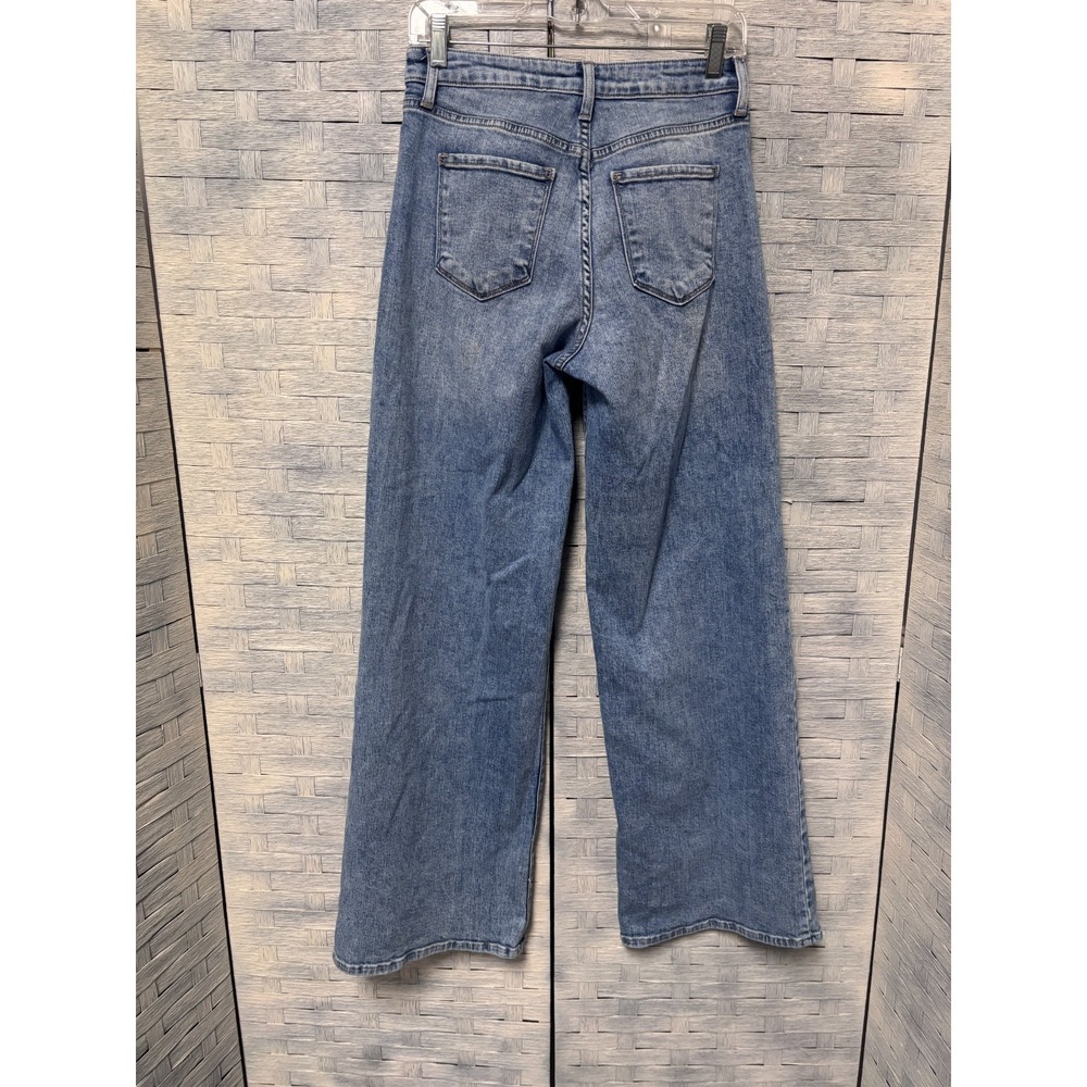 Just Black Denim Womens 27 Wide Leg Jeans Blue High Rise Stretch Made in USA - Picture 3 of 6